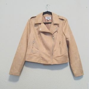 BB Dokota Steve Madden Faux Suede Tan Zip Pockets Moto Jacket sz XL